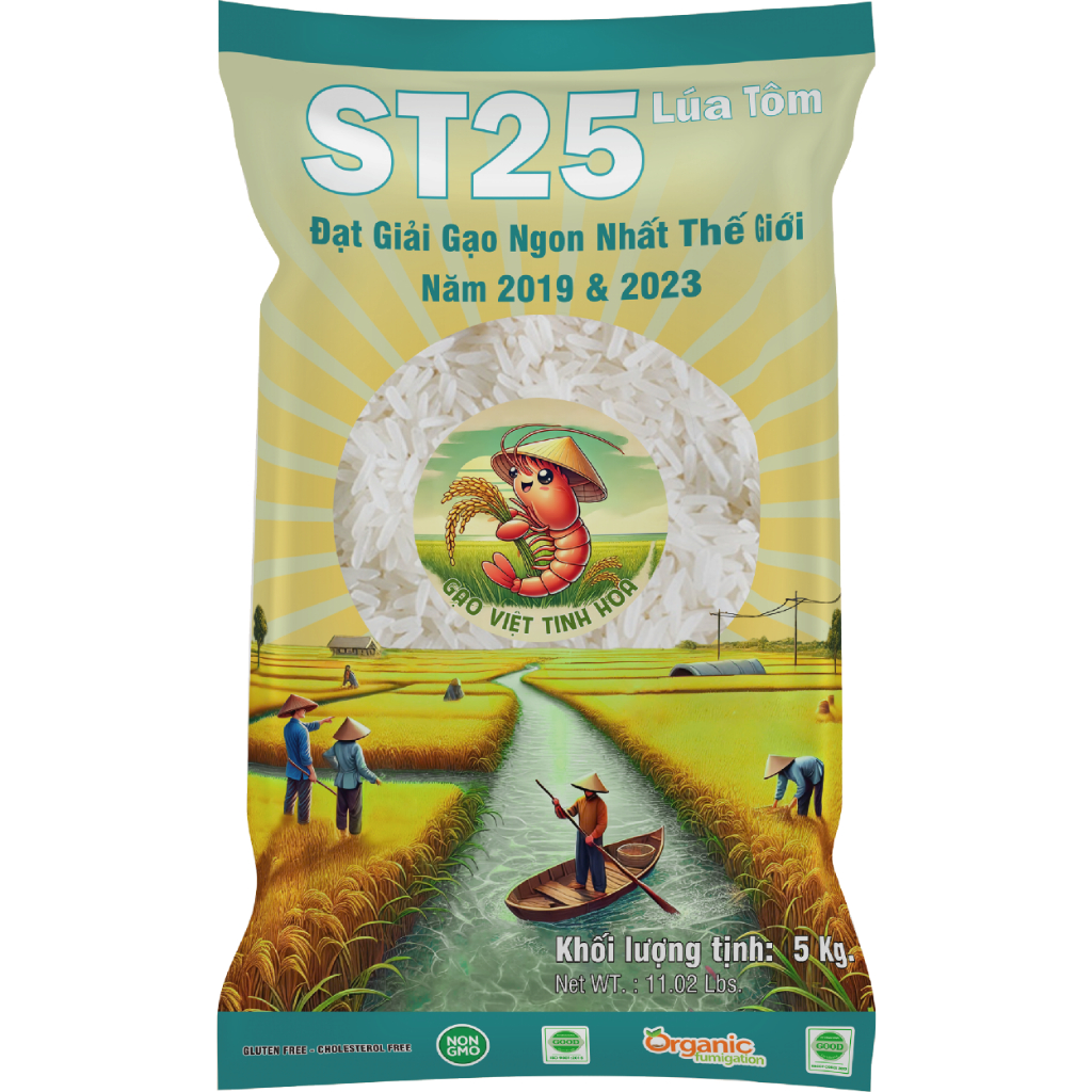 Gạo ST25 Lúa Tôm - Giải Gao Ngon Nhất Thế Giới Năm 2019 & 2023 - 5 Kg