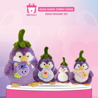 Gấu bông chim cánh cụt cà tím Bemori thú nhồi bông cánh cụt trái cây mềm mịn cao cấp
