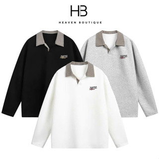   NEW 2025  Áo Sweater Polo Nam Nữ Phối Cổ Kẻ Sọc Local Brand HEAVEN Chất Liệu Nỉ 2 Da Dày Dặn A41 