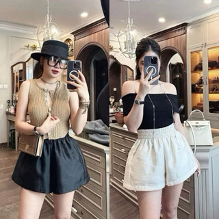 Quần short đùi cạp cao 5p tacta LƯNG THUN UN , quần đùi nữ đai co giãn có túi ( hình thật)  nữ đi chơi - Thiên Yết
