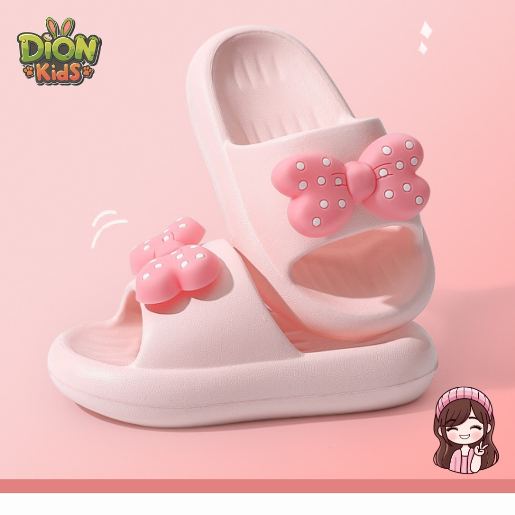 Dép lê nơ dễ thương cho bé gái, bé trai chất liệu EVA cao cấp, không mùi, êm ái, siêu nhẹ an toàn - Dion Kids