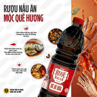 Rượu nấu ăn Mộc Quế Hương, khử tanh, khử nhớt, khử hôi thực phẩm sống, gia vị nấu cho món ăn 415ml