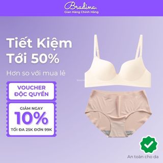  Set Đồ lót nữ Bradina - Áo lót mặc áo dài không gọng &  Quần lót su đúc trơn không lộ viền SDL14 