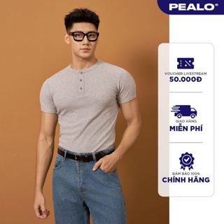 Áo thun gân body PEALO cổ cúc mở nam tính chất liệu thoáng mát