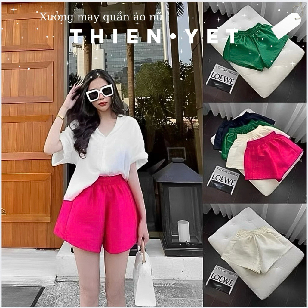Quần short đùi cạp cao 5p tacta LƯNG THUN UN , quần đùi nữ đai co giãn có túi ( hình thật)  nữ đi chơi - Thiên Yết