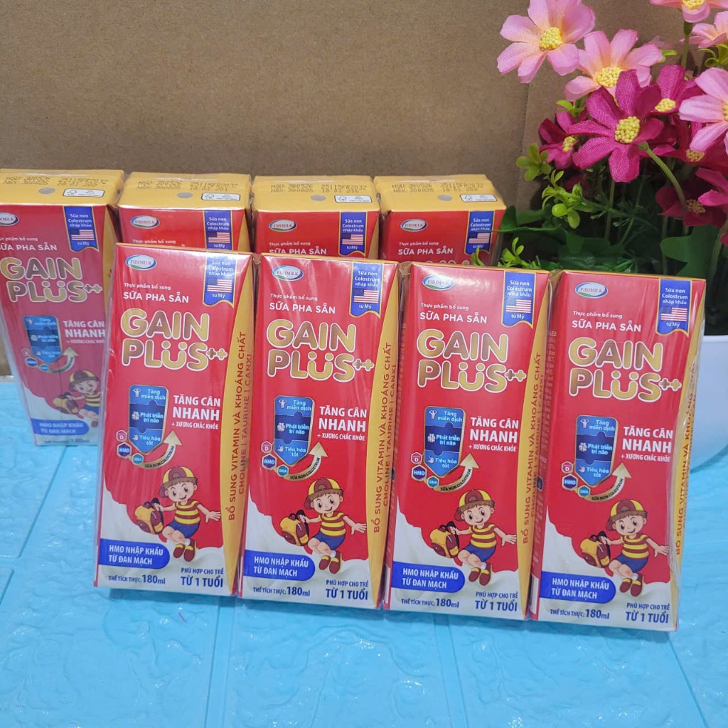 Thùng 48 hộp ---Sữa bột pha sẵn Fidimilk Gain plus hộp 180ml