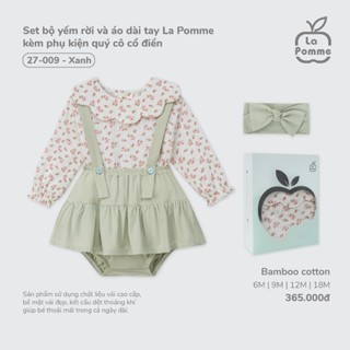 Set bộ yếm rời và áo dài tay La Pomme kèm phụ kiện quý cô cổ điển - Sợi Bamboo Cotton mềm mại – Bé gái 6M - 18M