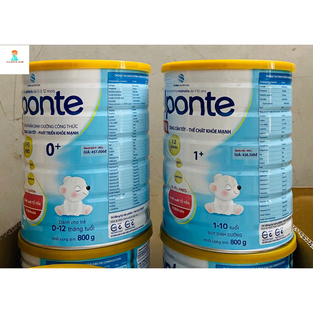 Sữa bột Alponte Gain 0+ 800g, Sữa bột Alponte Gain 0+ 400g, Sữa bột Alponte Gain 1+ 800g