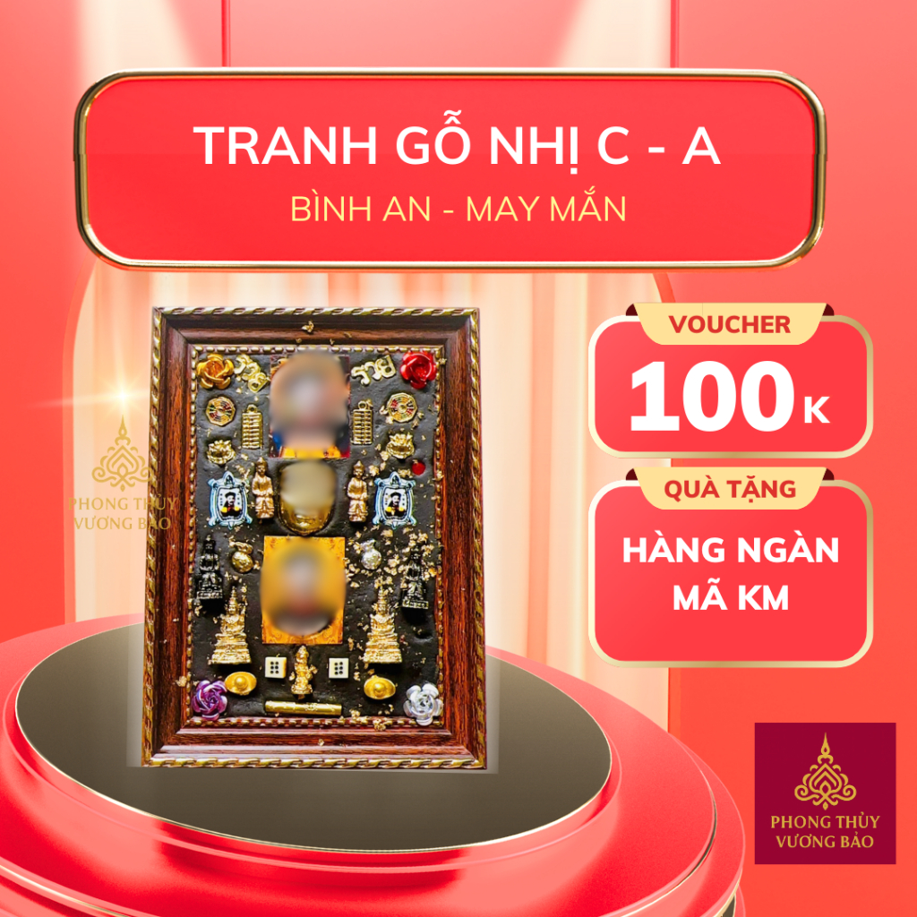Tranh gỗ hồ ly tình duyên 13x18cm Thái Lan Phong Thủy Vương Bảo