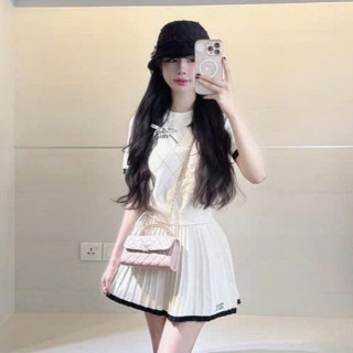 set đồ nữ sang chảnh,set bộ nữ sang chảnh MẪU MỚI RA MẮT bộ len miu chân váy xếp li Cao Cấp ue166