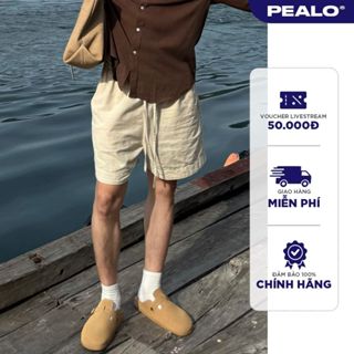 Quần short nam PEALO chất liệu linen thoáng mát cạp chun phong cách Minimalism