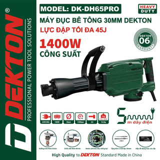 Máy đục bê tông DEKTON 30 ly DK-65PRO (30mm-1400W), Lực Đập 45J Tặng 2 mũi đục, New 2026