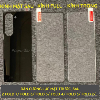 Kính cường lực Samsung Z Fold 7 6 5 4 3 2 (fold7 fold6 fold5 fold4 fold3 fold2) màn hình nhỏ, lưng full keo, kính 100%