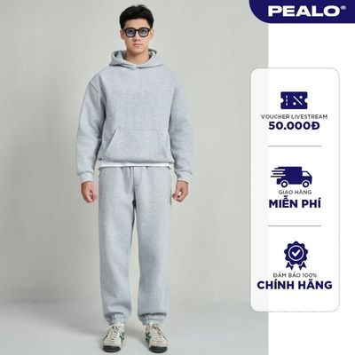 Bộ thể thao Nam Nữ Hoodie PEALO Form Rộng Boxy nhẹ Chất Nỉ Bông Cao Cấp Trơn dày dặn ấm áp