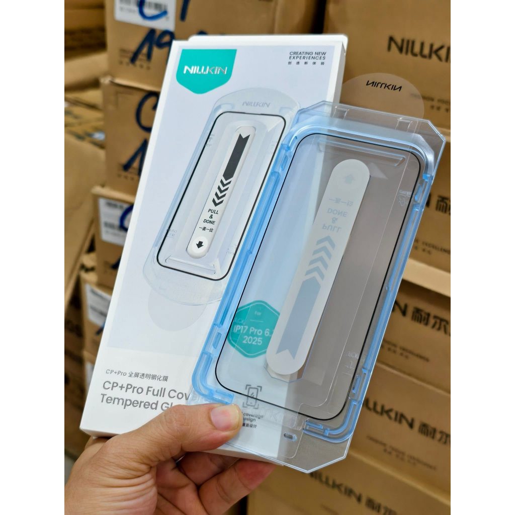 Cường lực KÈM KHUNG TRỢ DÁN Nillkin cho IP 17 - 17 Air - 17 Pro - 17 Promax