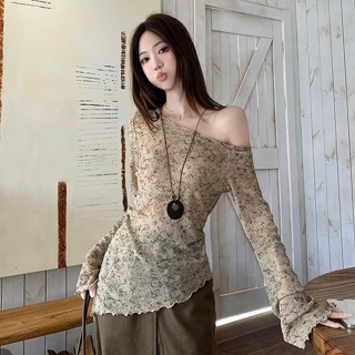 Áo lệch vai tay dài mùa thu nâu/xám D9 bigsize- Orimi