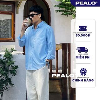  Áo sơ mi nam dài tay PEALO chất cotton cao cấp mới dáng xuông sang trọng thanh lịch 
