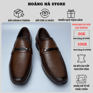 Giày Da Nam Da Bò Cao Cấp HOÀNG HÀ STORE Kiểu Dáng Lịch Sự Tăng Chiều Cao Có Khâu Đế Chắc Chắn