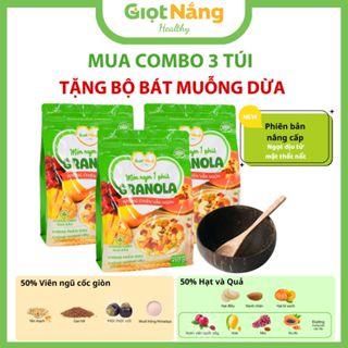 [Tặng Bát Muỗng Dừa] Combo 3 Túi Granola Mới Ngũ Cốc Ăn Sáng Healthy Lành Mạnh Từ Giọt Nắng