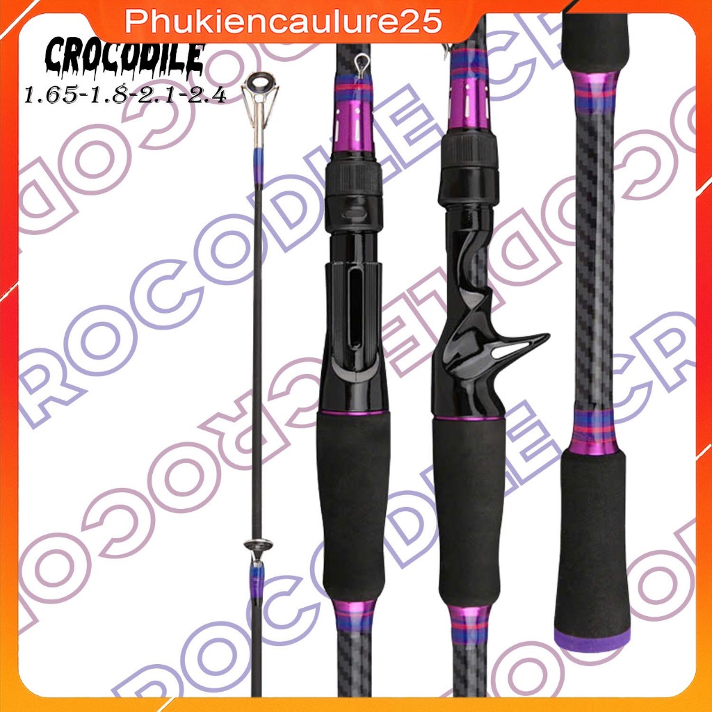  Cần câu lure 2 khúc Crocodile siêu khỏe Phukiencaulure25 cần câu lure chất liệu carbon độ dài 1m65 đến 2m1 