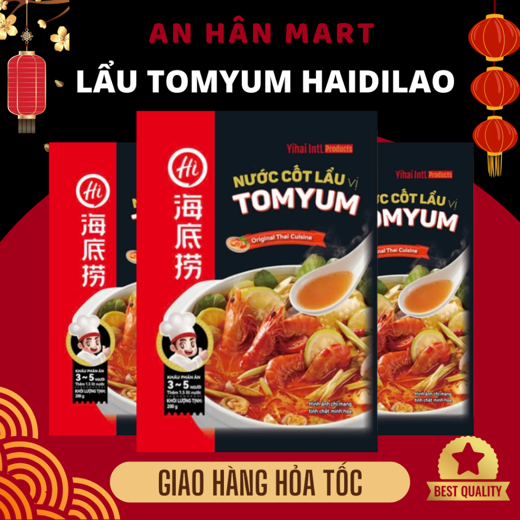Nước cốt lẩu Tomyum Haidilao, cốt lẩu thái chua cay trung quốc chính hãng gói 200g