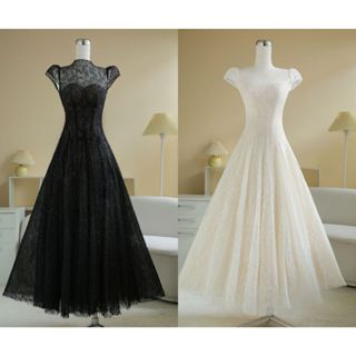 SÒ VINTAGE - VELIA đầm ren lót lưới cao cổ