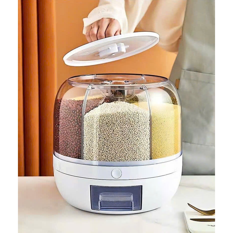 Hộp đựng gạo và ngũ cốc nhiều ngăn xoay 360°