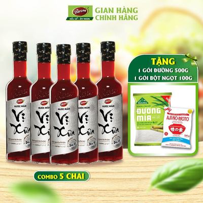 Combo 5 chai Nước Mắm Phú Quốc Cao Cấp Vị Xưa Barona 20 độ đạm 500ml + (Tặng 500g đường và 100g bột ngọt)