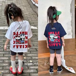  S338- tomnaukid  Set áo thun HELLO phối quần leggin đùi cho bé size từ 9-40Kg 