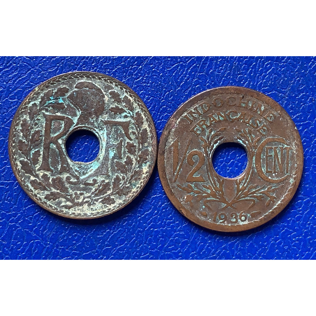 SƯU TẦM XU VIỆT NAM ĐÔNG DƯƠNG 1/2 CENT 1936 HOẶC 1938 INDOCHINE