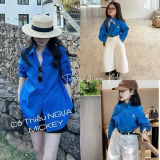  A99- tomnaukid  Áo sơ mi thêu Ngựa Mickey Pep size Mẹ và bé từ 9-65Kg 