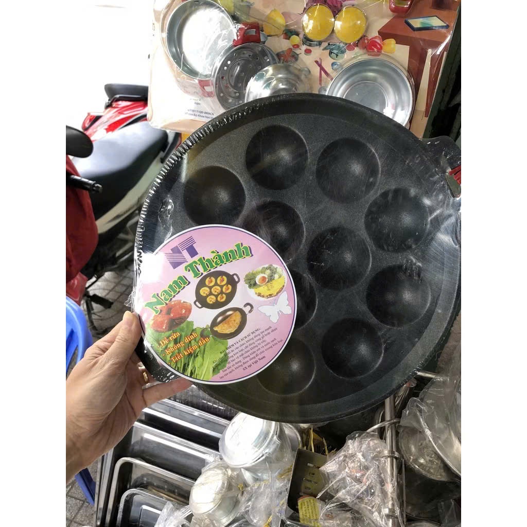 Khuôn bánh khọt gang CHỐNG DÍNH kèm nắp chất liệu gang cao cấp 7 lỗ, 8 lỗ, 10 lỗ, 12 lỗ