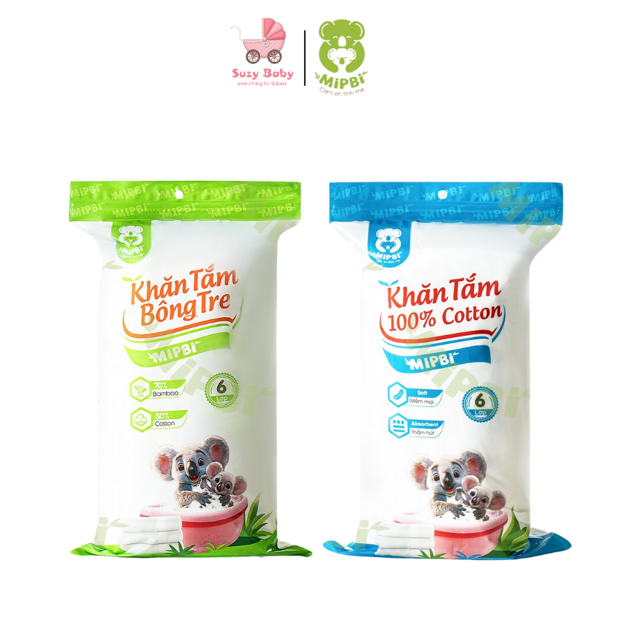 MIPBI - Khăn tắm bông tre Mipbi 4 lớp - 6 lớp