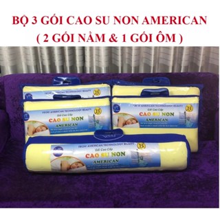  BỘ 3 GỐI   2 GỐI NẰM 50 x 70cm + 1 GỐI ÔM 35 x 100cm  CAO SU NON AMERICAN ÊM ÁI THOÁNG MÁT 