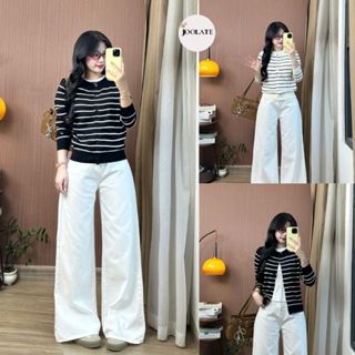  Áo Cardigan Len Mỏng Joolate Kẻ Ngang Tay Dài Form Vừa BASIC Đi Học Đi Làm Dễ Phối Đồ Phong Cách Hàn 