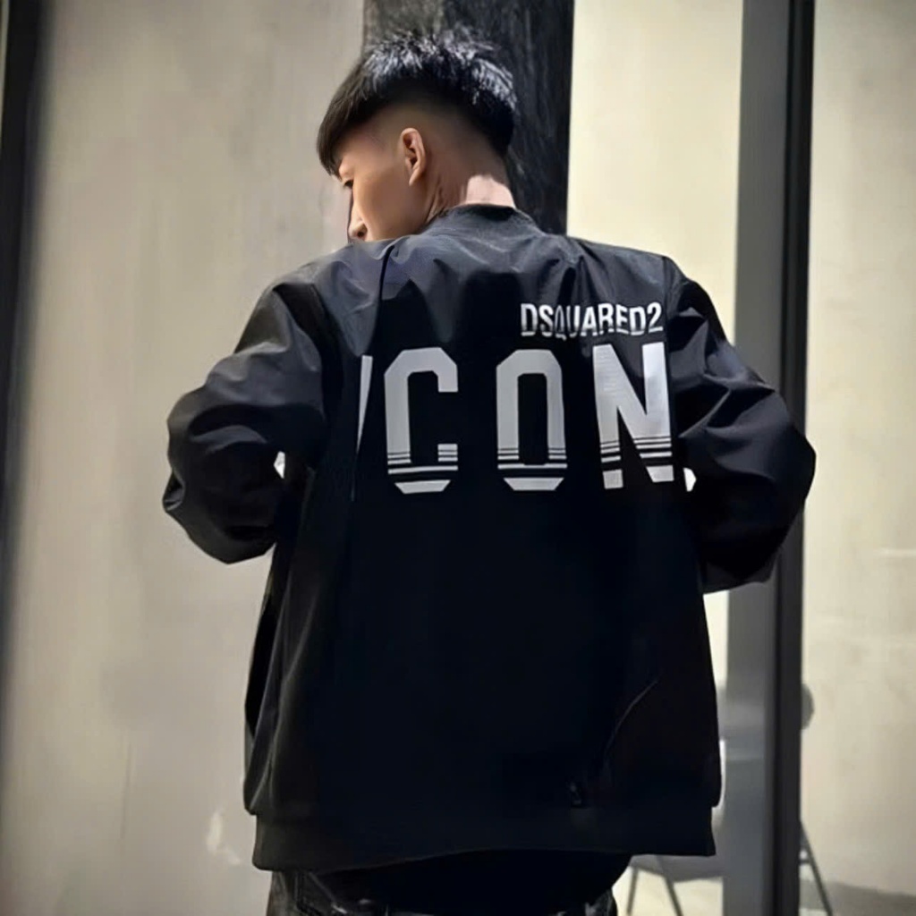 Áo khoác gió 2 lớp dsq2, Áo khoác Bomber DSQ icon vạch kẻ ngang chữ kiểu dáng unisex mẫu hot 2024 [G28]