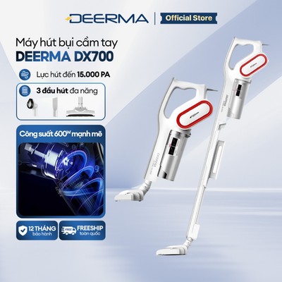 Máy hút bụi cầm tay Deerma DX700 lực hút 15000Pa kèm 3 đầu hút đa năng - Bảo hành 12 tháng