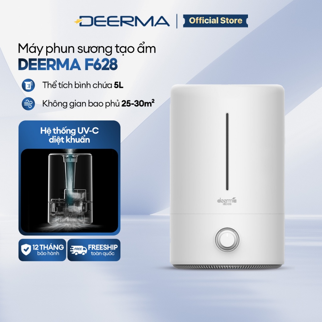 Máy phun sương tạo ẩm không khí Deerma F628 dung tích 5L thông minh - Bảo hành 12 tháng