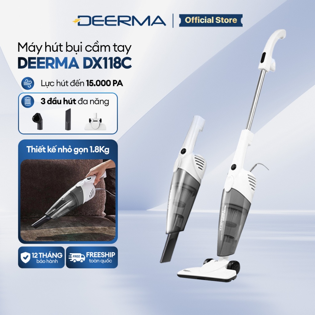Máy hút bụi cầm tay Deerma DX118C màu xám 3in1 đa năng lực hút 15000Pa quốc tế - Bảo hành 12 tháng | BigBuy360 - bigbuy360.vn