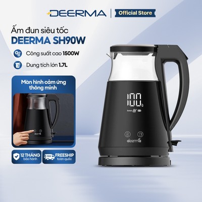 Ấm đun siêu tốc Deerma SH90W có màn hình hiển thị nhiệt độ nước, tự ngắt an toàn - Bảo hành 12 tháng