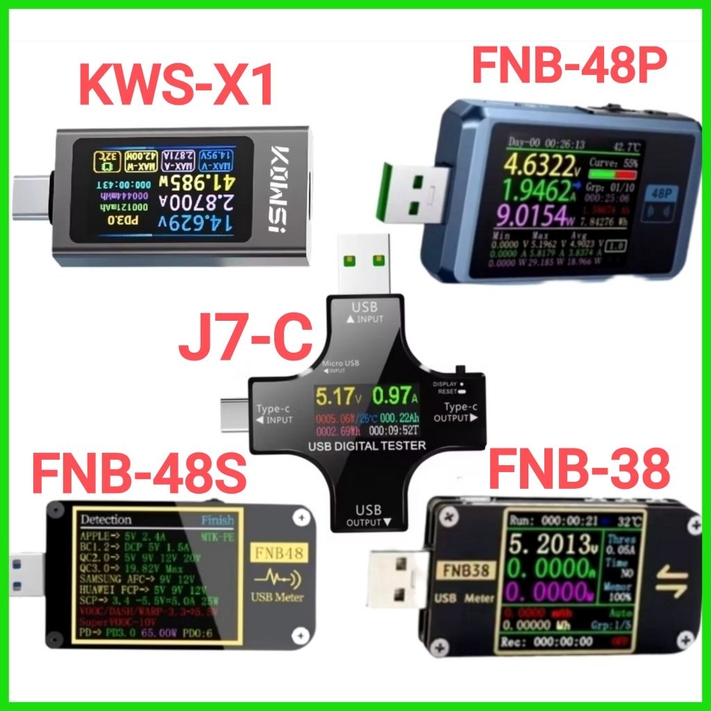 ✅ USB Kiểm Tra dòng sạc USB test FNB38 FNB48S FNB48P UM24 J7-C KWS-X1 6 Chữ Số Đa Năng Cổng Sạc USB 