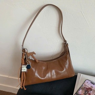   Hàng sẵn kèm charm  Túi xách da nữ phong cách Retro Hàn Quốc túi da mềm đeo vai đeo chéo 6530 