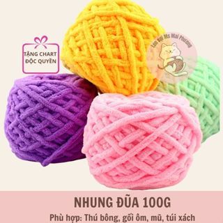  Cuộn len nhung đũa 100g len sợi to đủ bảng màu trơn đan móc áo khoác khăn choàng thú bông 