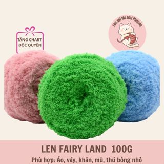   100g  Len bông xù đan móc đồ handmade túi xách mũ nón nguyên liệu đan móc thủ công 