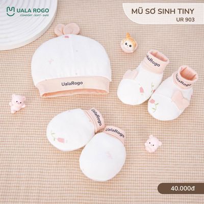 Bao tay chân mũ cho bé sơ sinh Ualarogo vải Petit mềm mịn co giãn thoáng khí 902 903