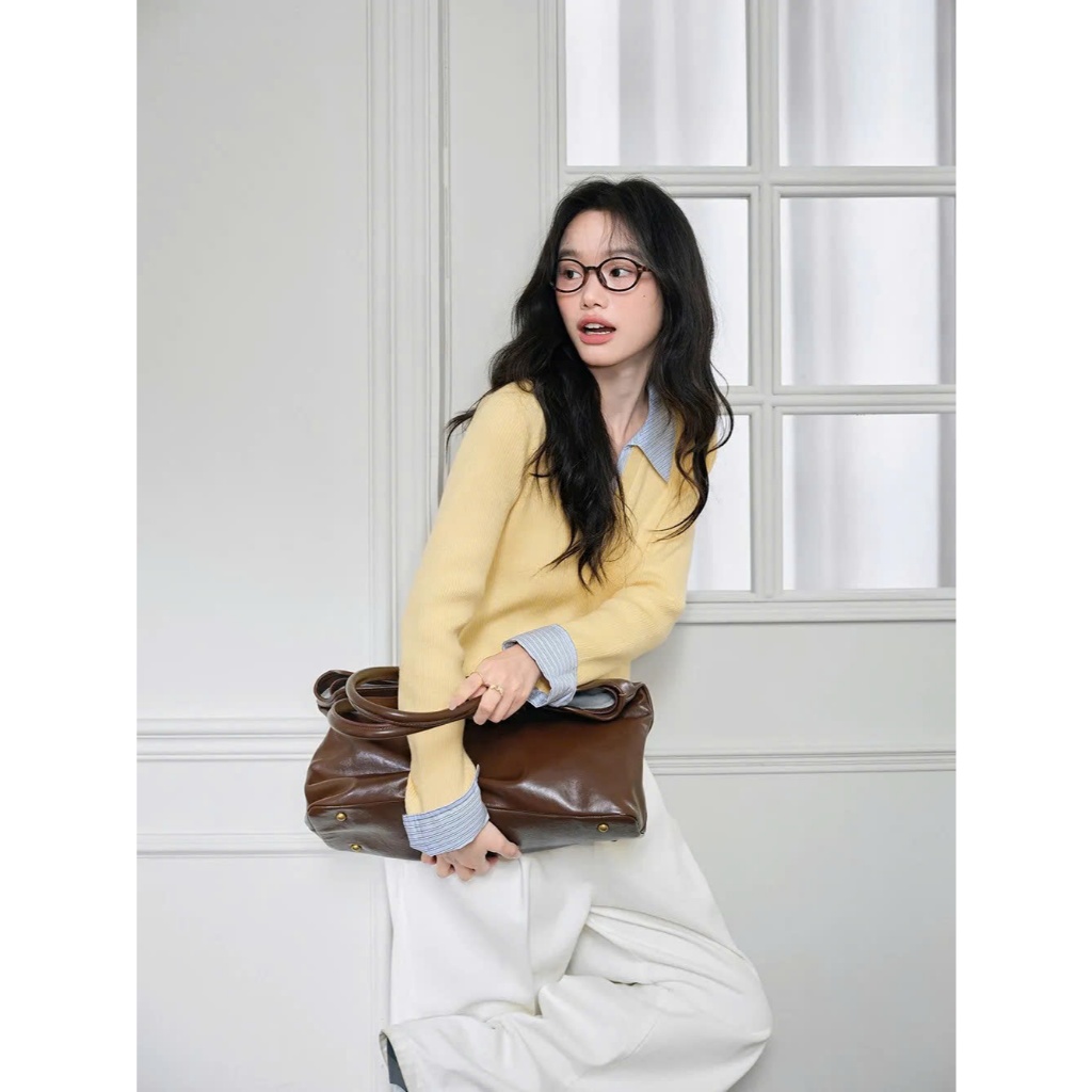 [SẴN] Áo len trơn cổ sơ mi cover Kuose