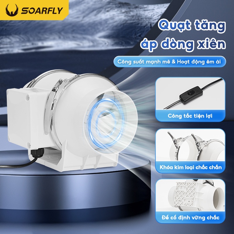SOARFLY 4/6Inch Quạt thông gió hút mùi hút khói công nghiệp lõi đồng chính hãng，hút gió và hút ẩm