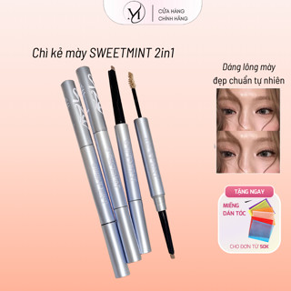 Mascara lông mày tích hợp Chì kẻ mày Sweetmint 2in1, Chuốt lông mày nhuộm màu lâu trôi