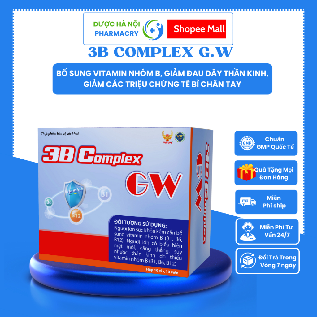 [Chính Hãng] Vitamin 3B GW (100 viên) Tăng cường sức khỏe sức đề kháng giảm mệt mỏi, Bổ sung vitamin