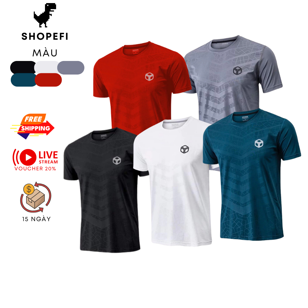 Combo 5 áo thun nam thể thảo chất cotton thun lạnh - 5 áo cộc VÂN 3D